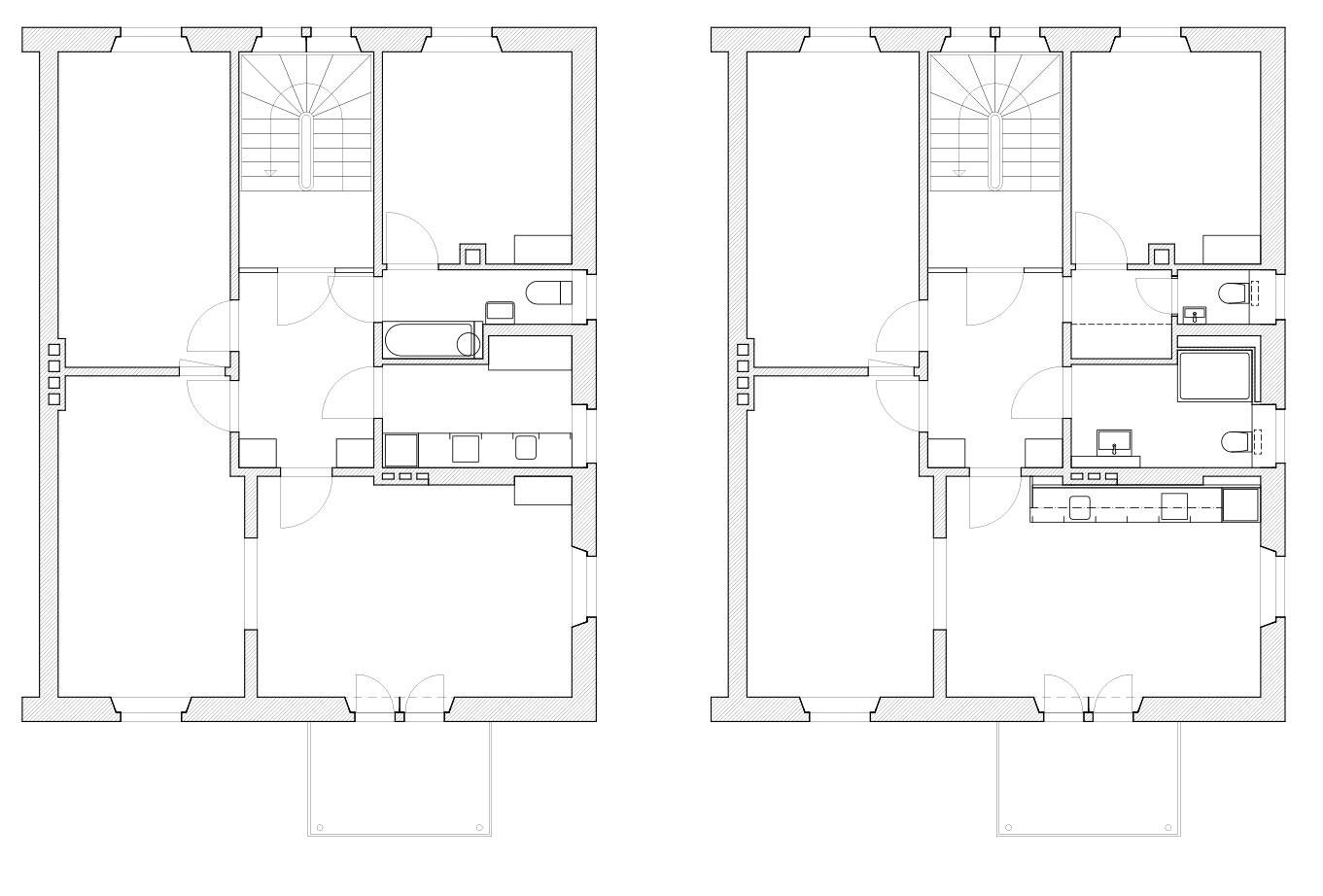 Grundriss vorher und nachher